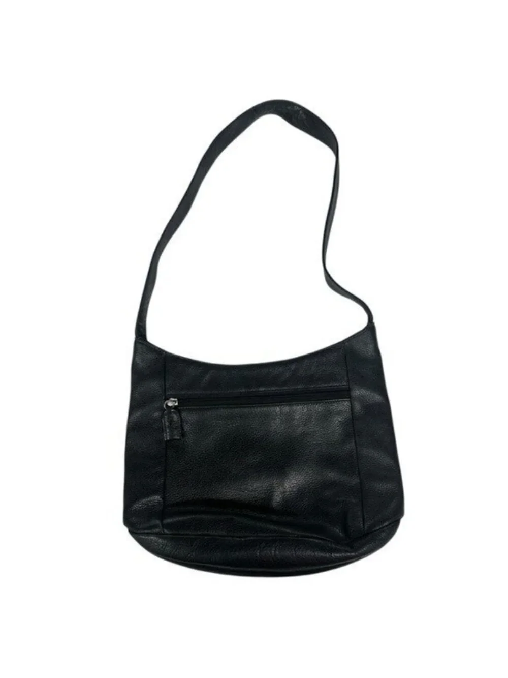 The Sak Pure Leather Shoulder Bag Handbag Purse Black Pebbled Vintage